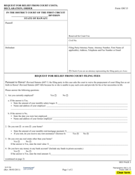 Form 1DC13 Request for Relief From Court Costs; Declaration; Order - Hawaii