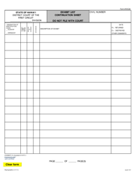 Document preview: Form 1DC24 Exhibit List - Continuation Sheet - Hawaii