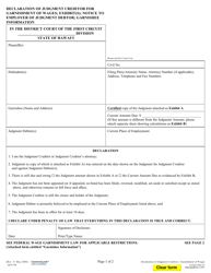 Document preview: Form 1DC25 Declaration of Judgment Creditor for Garnishment of Wages; Exhibit(S); Notice to Employer of Judgment Debtor; Garnishee Information - Hawaii
