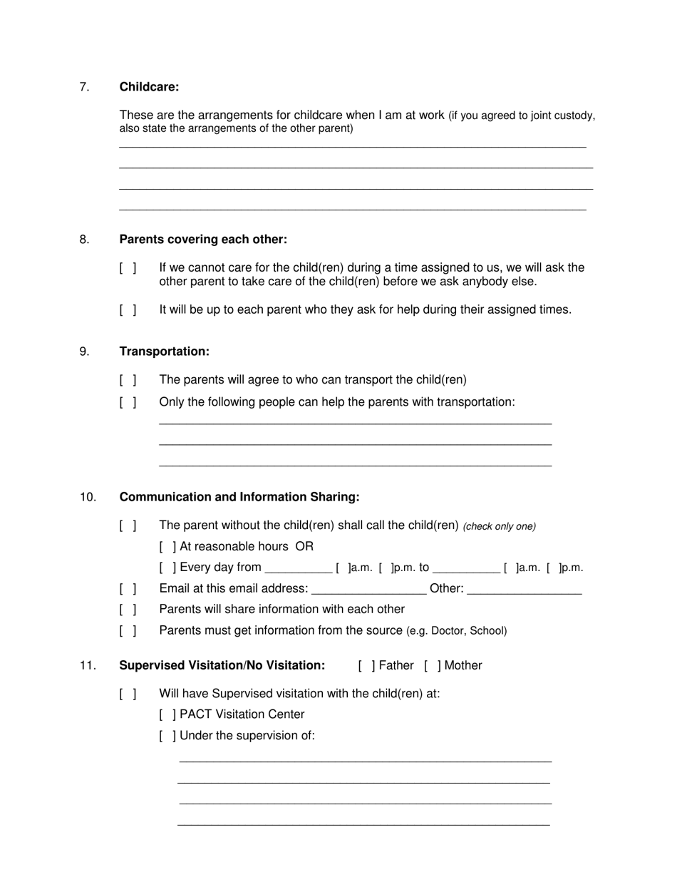 Form 2F-P-796 Proposed Parenting Plan - Hawaii, Page 6