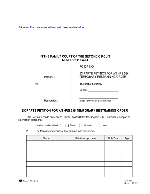Form 2F-P-466  Printable Pdf