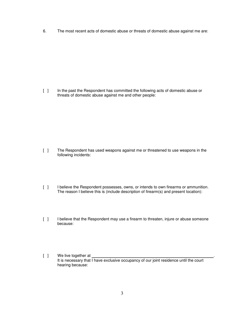 Form 2F-P-466 Ex Parte Petition for an Hrs 586 Temporary Restraining Order - Hawaii, Page 3