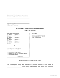 Document preview: Form 2F-P-223 Medical Certificate for the Child - Hawaii