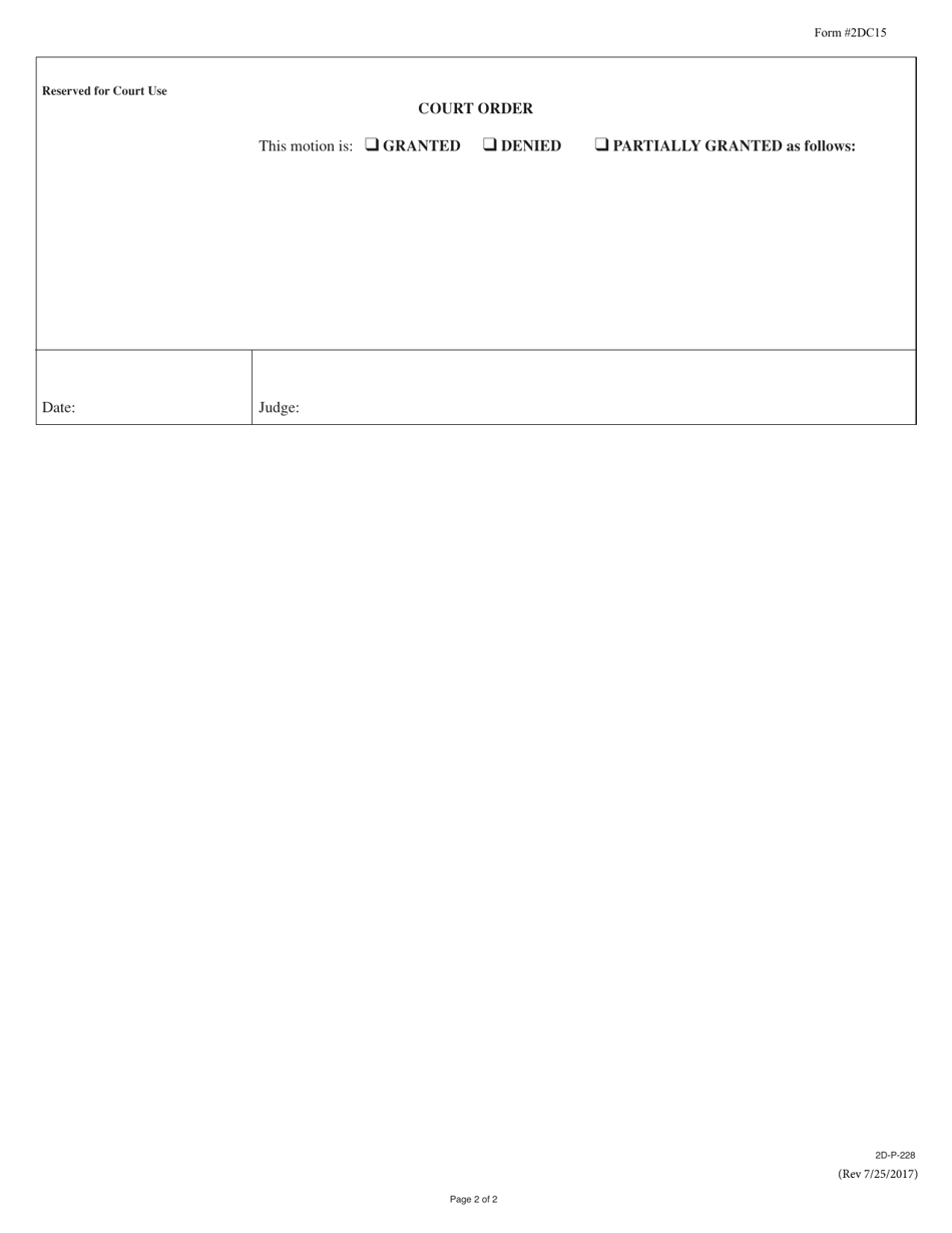 Form 2DC15 Plaintiffs / Defendants Ex Parte Motion - Hawaii, Page 2