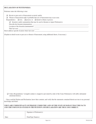 Form 2DC51 Petition for Ex Parte Temporary Restraining Order and for Injunction Against Harassment; Declaration of Petitioner; Temporary Restraining Order Against Harassment; and Notice of Hearing - Hawaii, Page 2