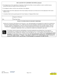 Form 3DC33 Affidavit of Garnishee Transfer; Exhibit(S) Notice to Employer of Judgment Debtor(S); Garnishee Information - Hawaii, Page 2