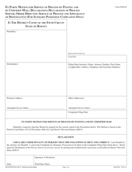 Document preview: Form 5DC40 Ex Parte Motion for Service of Process by Posting and by Certified Mail; Declaration; Declaration of Process Server; Order Directing Service of Process and Appearance of Defendant(S) (For Summary Possession Complaints Only) - Hawaii