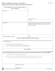Document preview: Form 5DC41 Motion for Reconsideration or New Trial; Declaration; Notice of Motion; Certificate of Service - Hawaii