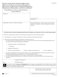 Form 5DC51 Petition for Ex Parte Temporary Restraining Order and for Injunction Against Harassment; Declaration of Petitioner; Temporary Restraining Order Against Harassment; and Notice of Hearing - Hawaii