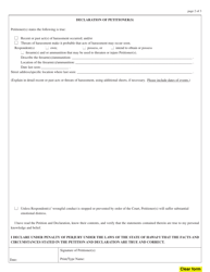 Form 5DC51 Petition for Ex Parte Temporary Restraining Order and for Injunction Against Harassment; Declaration of Petitioner; Temporary Restraining Order Against Harassment; and Notice of Hearing - Hawaii, Page 2