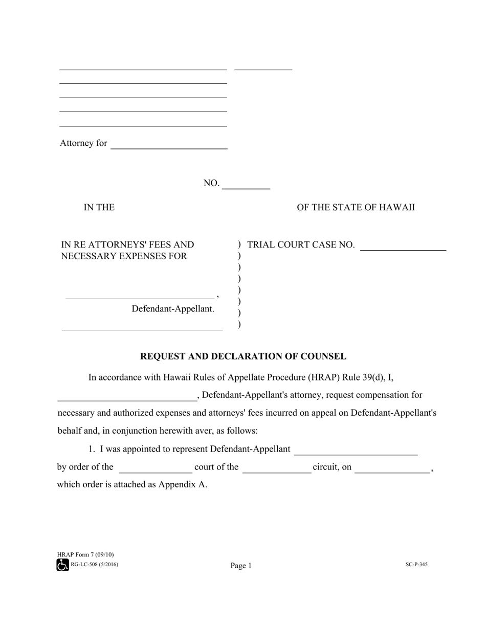 Hrap Form 7 (sc-p-345) - Fill Out, Sign Online And Download Fillable 