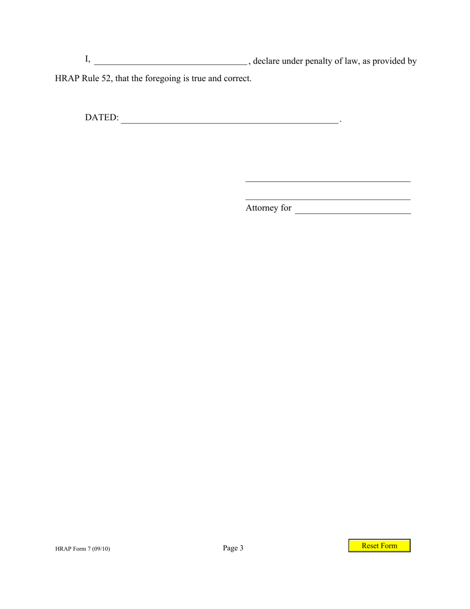 HRAP Form 7 (SC-P-345) Request and Declaration of Counsel - Hawaii, Page 3
