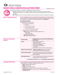 Form RE400WEB &quot;Idaho Child Care Re-evaluation Form&quot; - Idaho