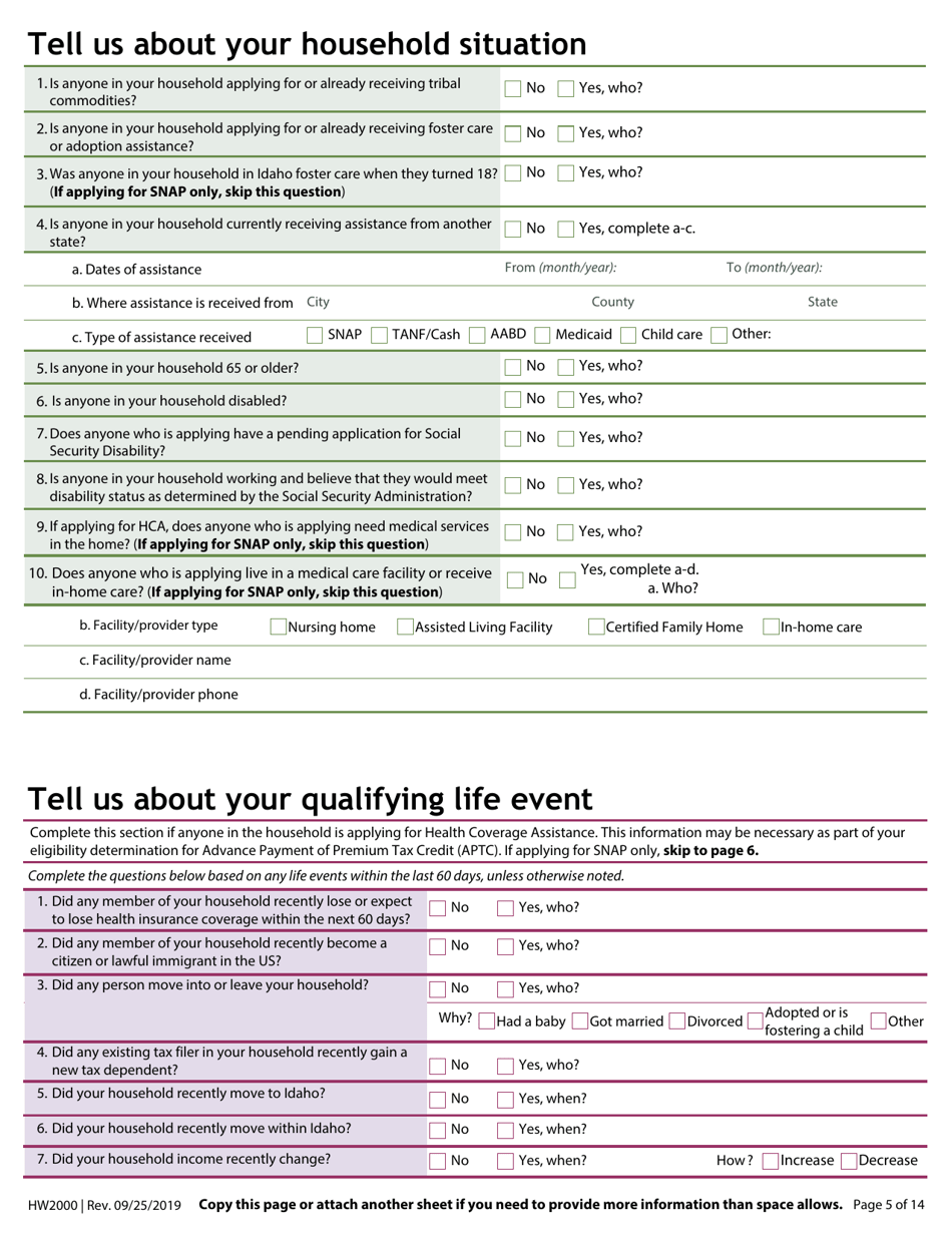 Form HW2000 Application for Assistance - Idaho, Page 7