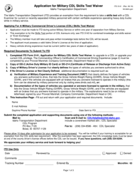 Form ITD3141 Application for Military Cdl Skills Test Waiver - Idaho