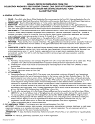 Form CA3 &quot;Branch Office Registration Form for Collection Agencies, Debt/Credit Counselors, Debt Settlement Companies, Debt Buyers, and Credit Repair Organizations&quot; - Idaho