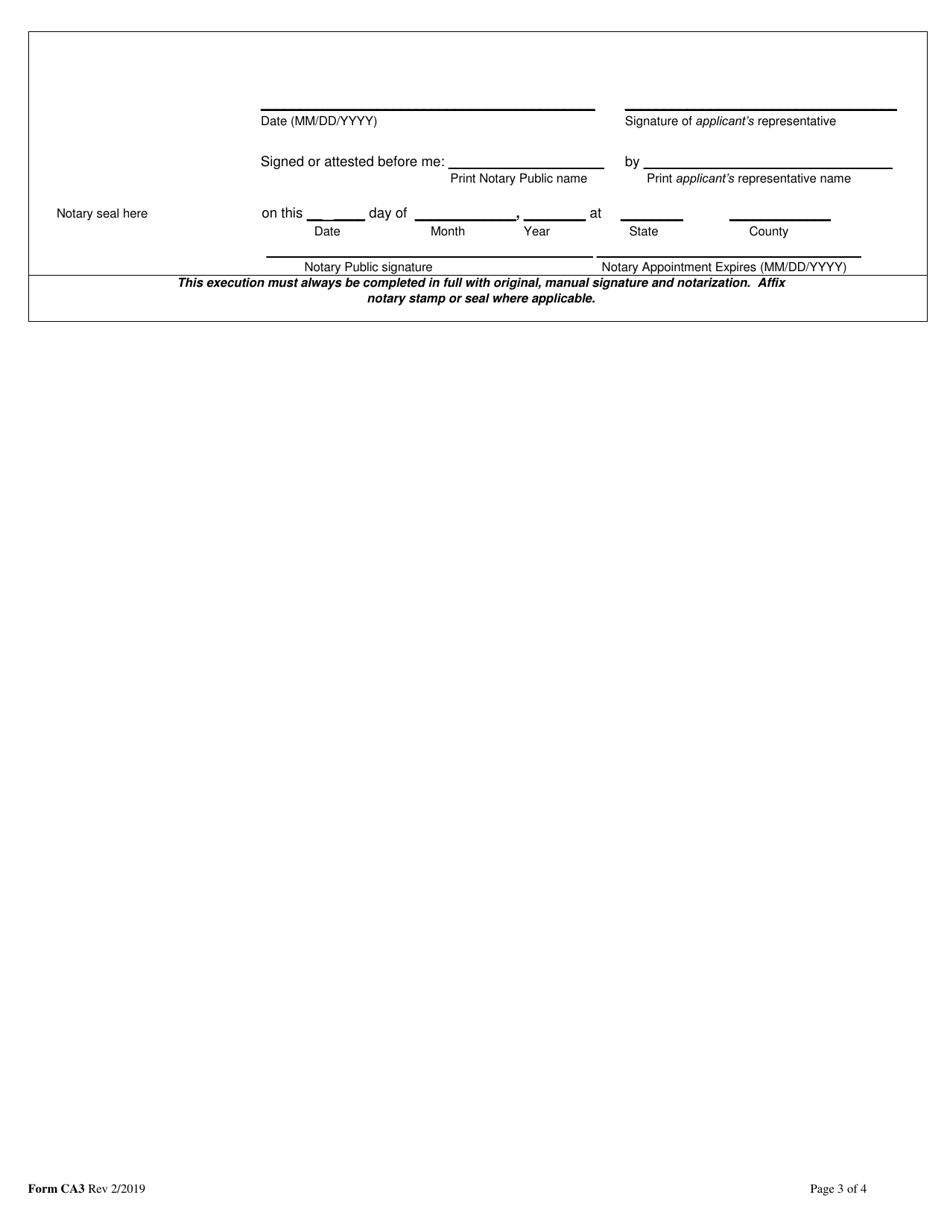 Form CA3 Branch Office Registration Form for Collection Agencies, Debt / Credit Counselors, Debt Settlement Companies, Debt Buyers, and Credit Repair Organizations - Idaho, Page 3