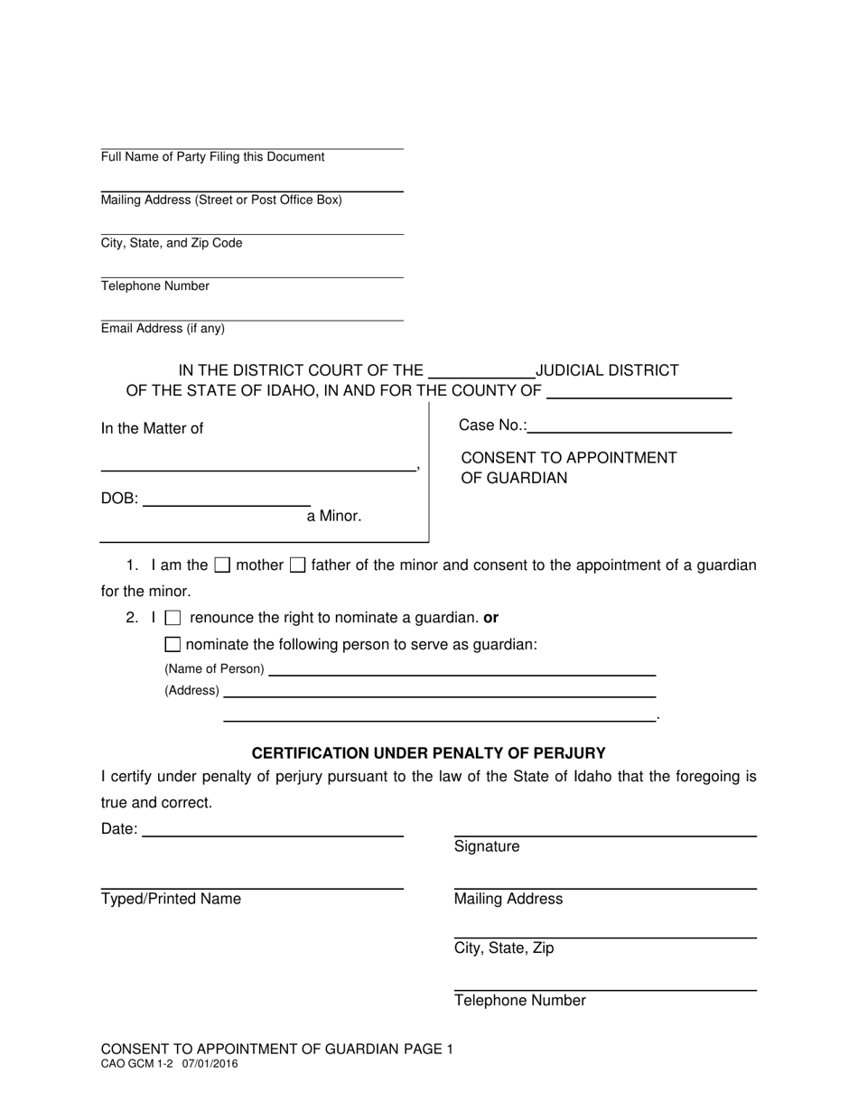 Form CAO GCM1-2 - Fill Out, Sign Online and Download Printable PDF ...