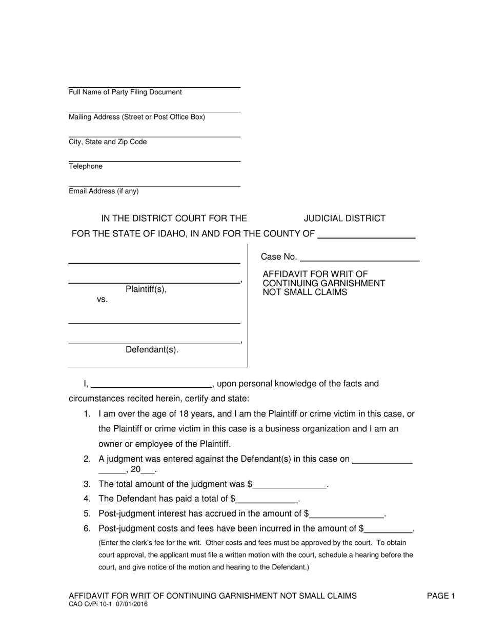 Form CAO CvPi10-1 Download Fillable PDF or Fill Online Clerk's Notice ...