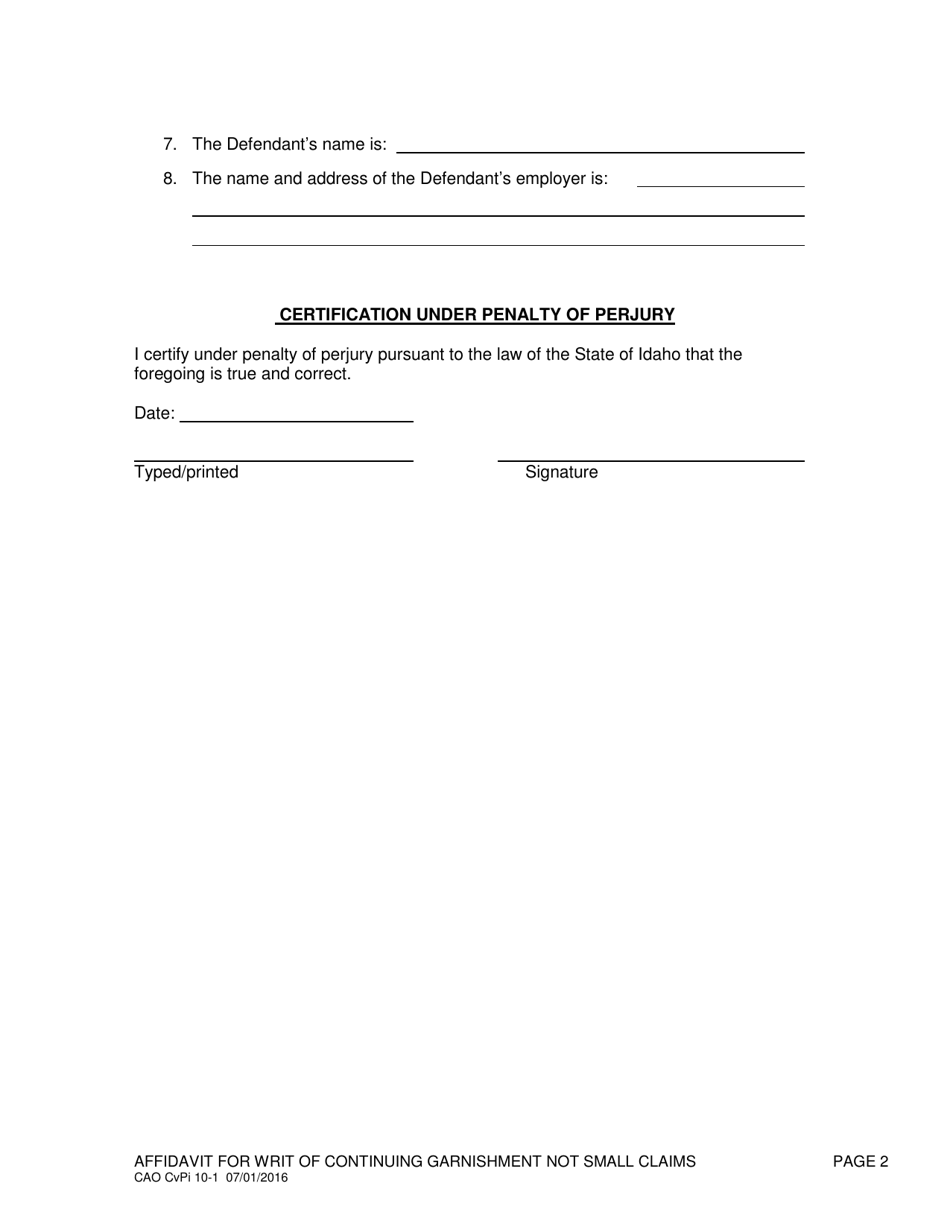 Form CAO CvPi10-1 - Fill Out, Sign Online and Download Fillable PDF ...