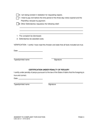 Form CAO UD3-1 Answer to Complaint for Eviction (Expedited Proceeding) - Idaho, Page 3