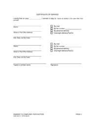 Form CAO UD3-1 Answer to Complaint for Eviction (Expedited Proceeding) - Idaho, Page 4