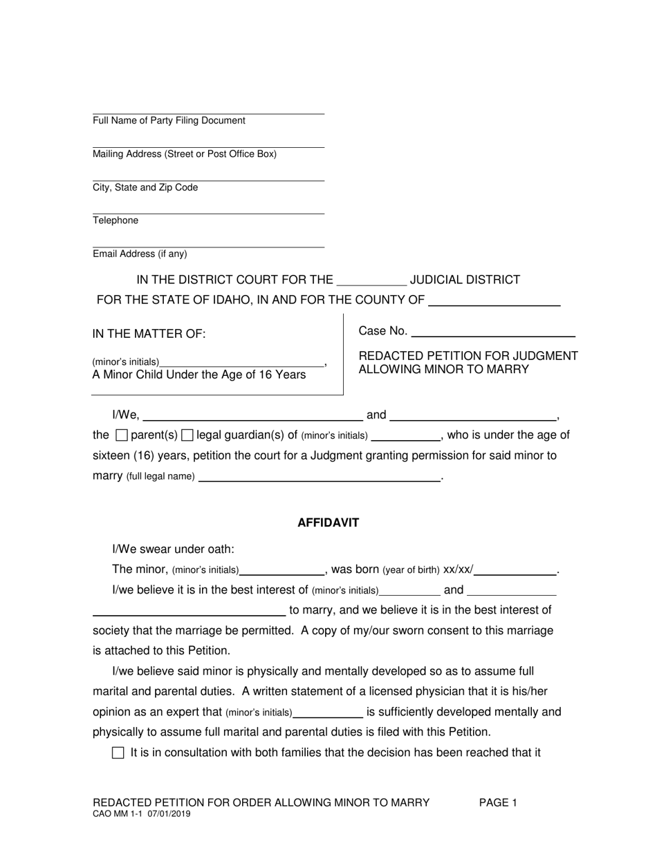 Form CAO MM1-1 - Fill Out, Sign Online and Download Printable PDF ...