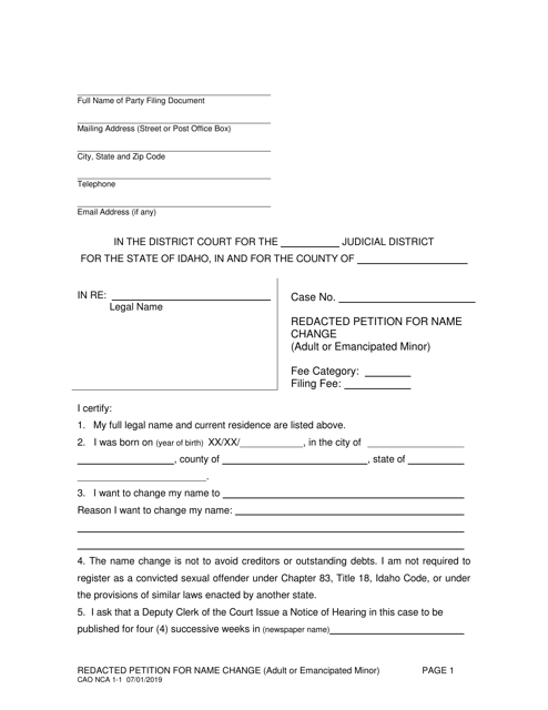 Form CAO NCA1-1  Printable Pdf