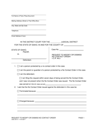 Document preview: Form CAO CR4-1 Request to Modify or Dismiss No Contact Order - Idaho