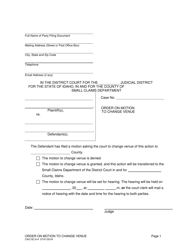 Document preview: Form CAO SC8-4 Order on Motion to Change Venue - Idaho
