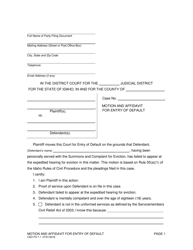 Form CAO FD7-1 Motion and Affidavit for Entry of Default - Idaho
