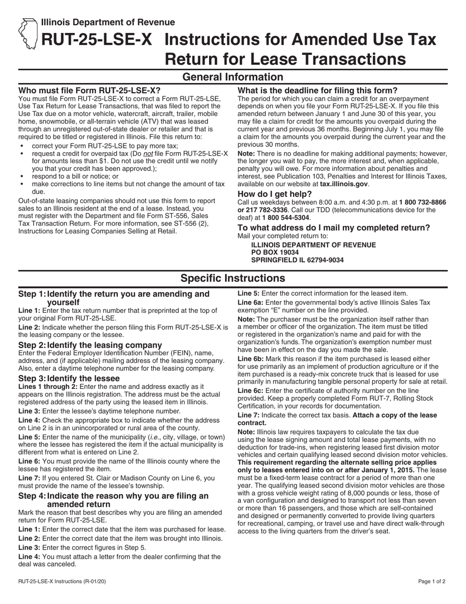 Download Instructions for Form RUT25LSEX Amended Use Tax Return for
