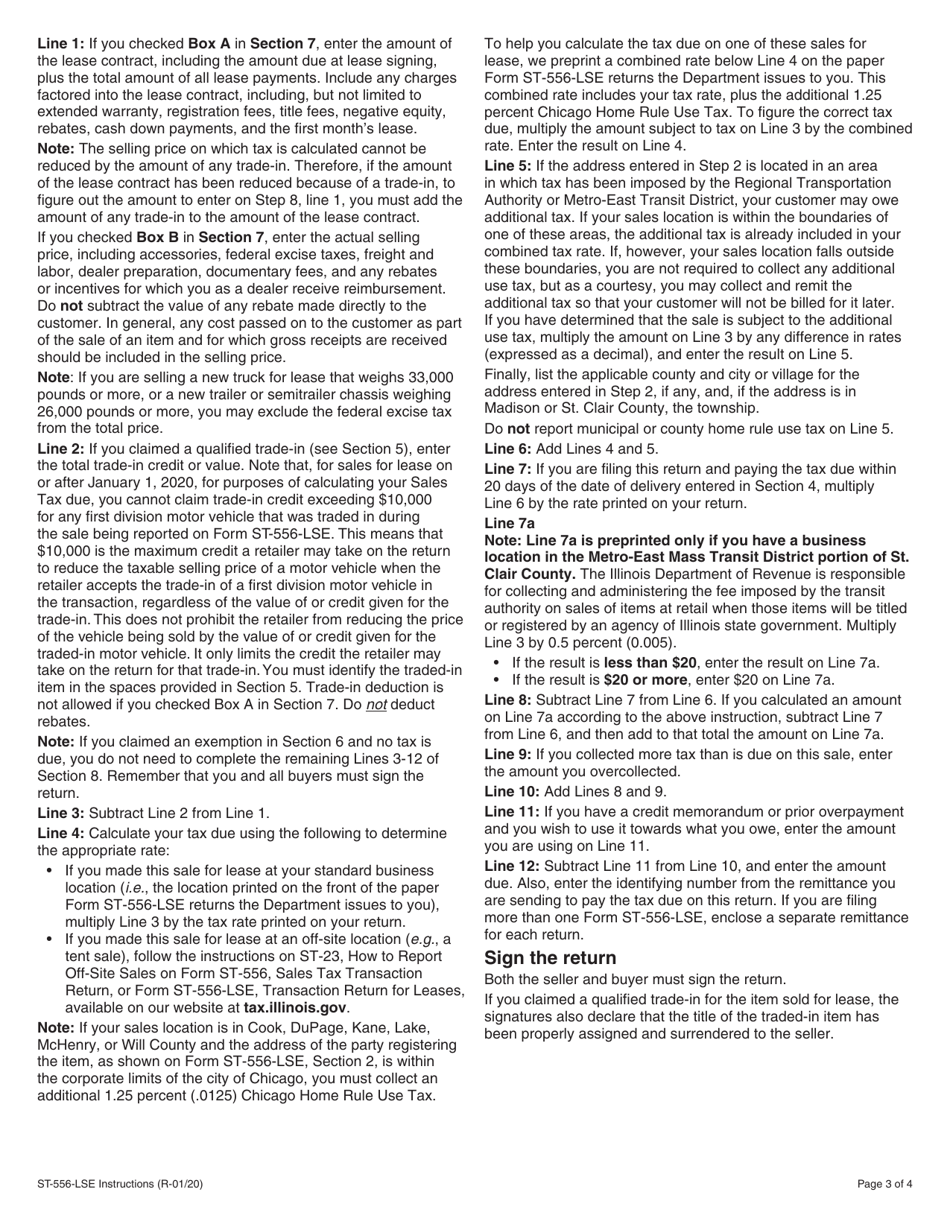 Instructions for Form ST-556-LSE Transaction Return for Leases - Illinois, Page 3