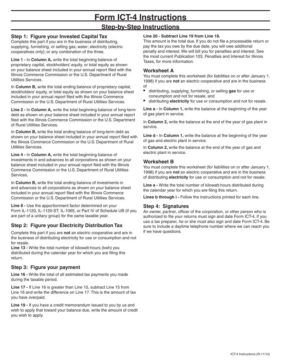 Instructions for Form ICT-4, 491 Electricity Distribution and Invested Capital Tax Return - Illinois, Page 2