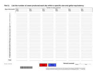 Form RL-26-J-1 Liquor Production Worksheet - Illinois, Page 2
