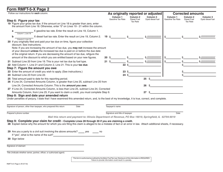 Form RMFT-5-X Amended Return / Claim for Credit Motor Fuel Tax for Distributor / Supplier - Illinois, Page 3