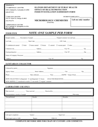 Document preview: Form IL482-0657 Food Investigation Submission Form - Illinois