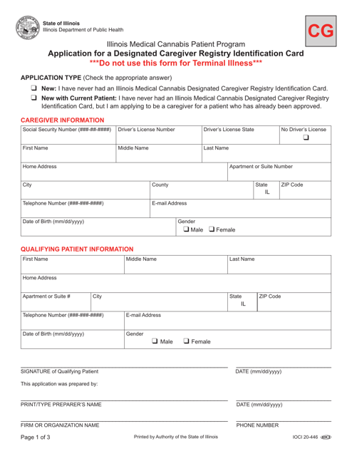 Application for a Designated Caregiver Registry Identification Card - Illinois Download Pdf