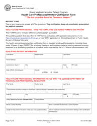 Document preview: Health Care Professional Written Certification Form - Illinois