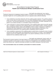 Health Care Professional Written Certification Form - Illinois, Page 3