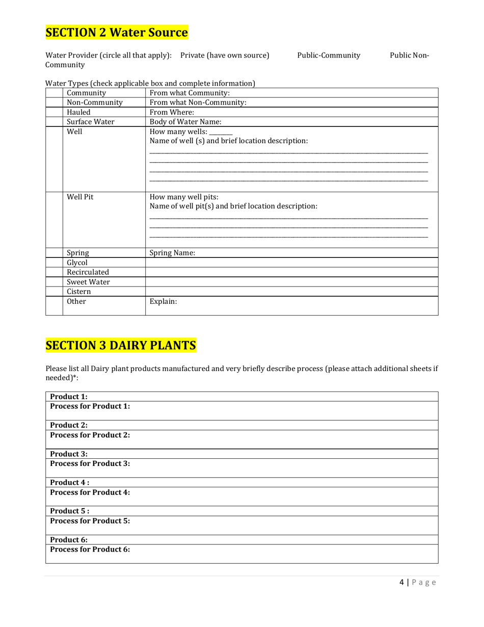 Dairy Permit Application - Illinois, Page 4