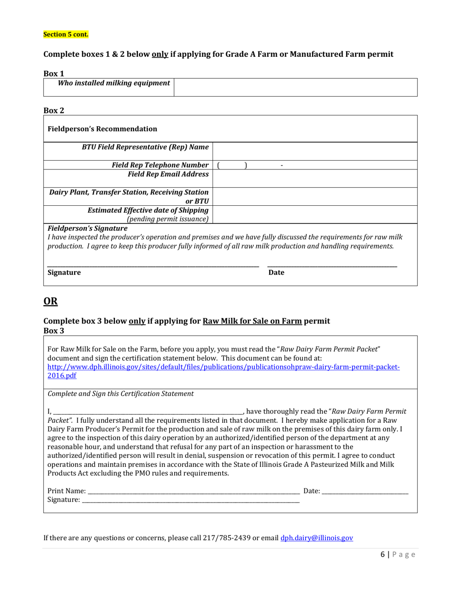 Dairy Permit Application - Illinois, Page 6