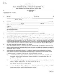 Form CFS403 &quot;Final and Irrevocable Consent to Adoption by a Specified Person or Persons: Dcfs Case&quot; - Illinois