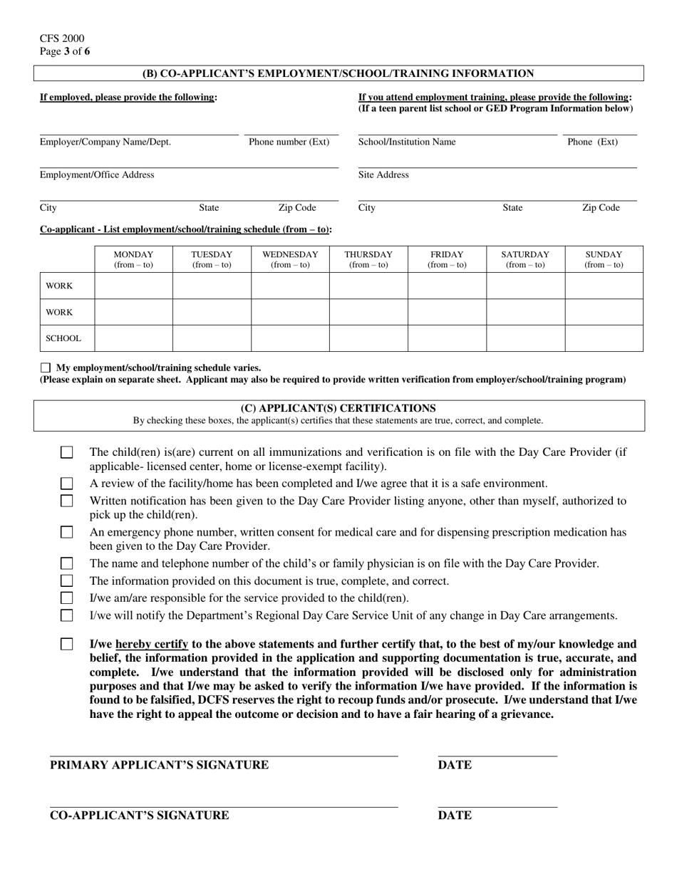 Form CFS2000 Day Care Service Eligibility Application - Illinois, Page 3