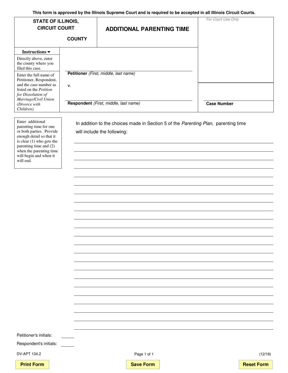Form DV-APT134.2 Additional Parenting Time - Illinois, Page 1