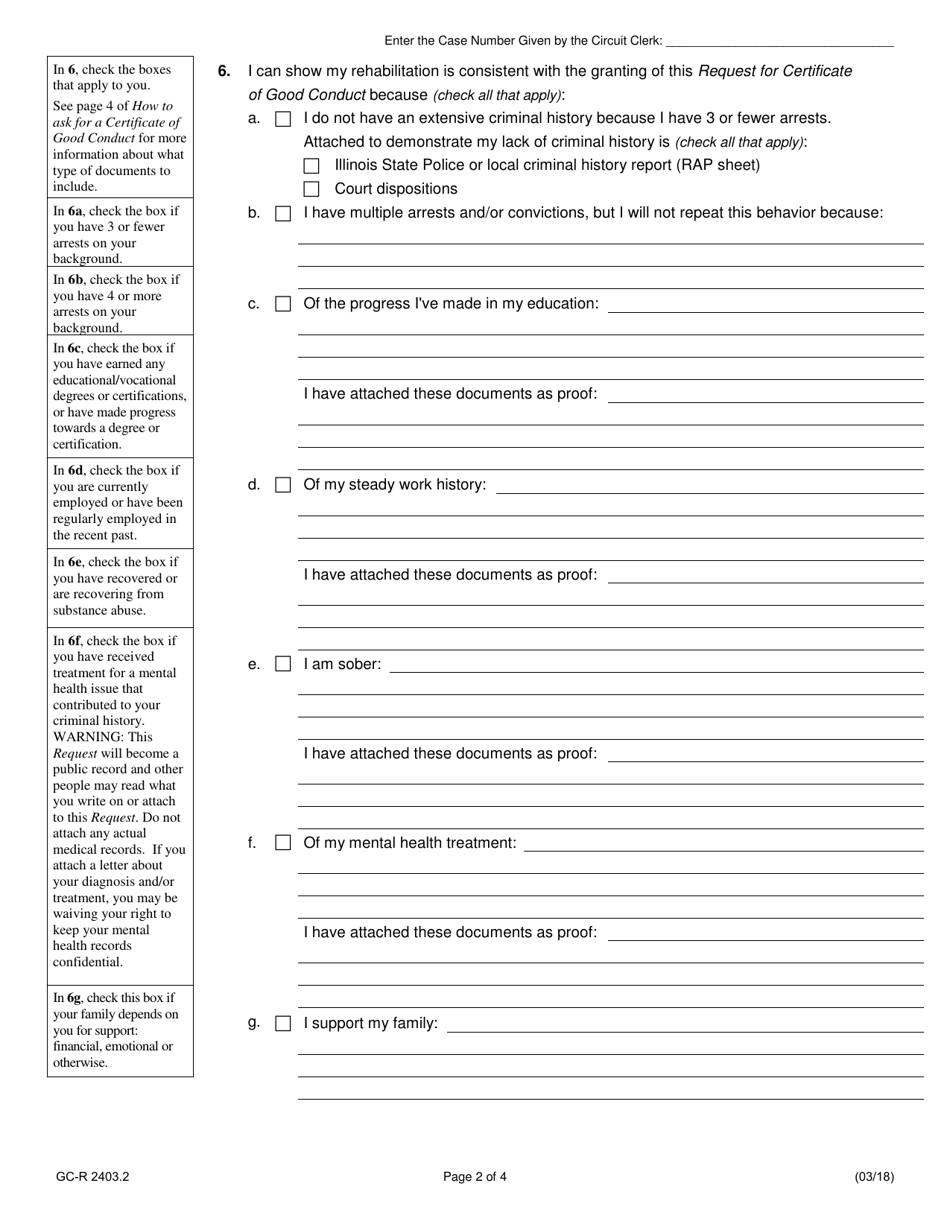 Form GC-R2403.2 Request for Certificate of Good Conduct - Illinois, Page 2