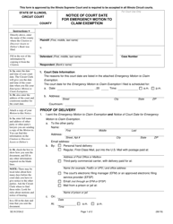 Form SC-N3104.2 Notice of Court Date for Emergency Motion to Claim Exemption - Illinois