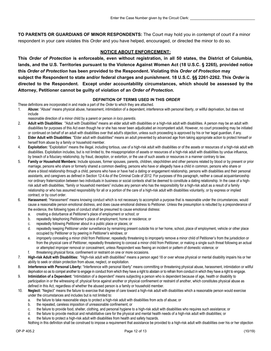 Form OP-P405.2 Order of Protection - Illinois, Page 12