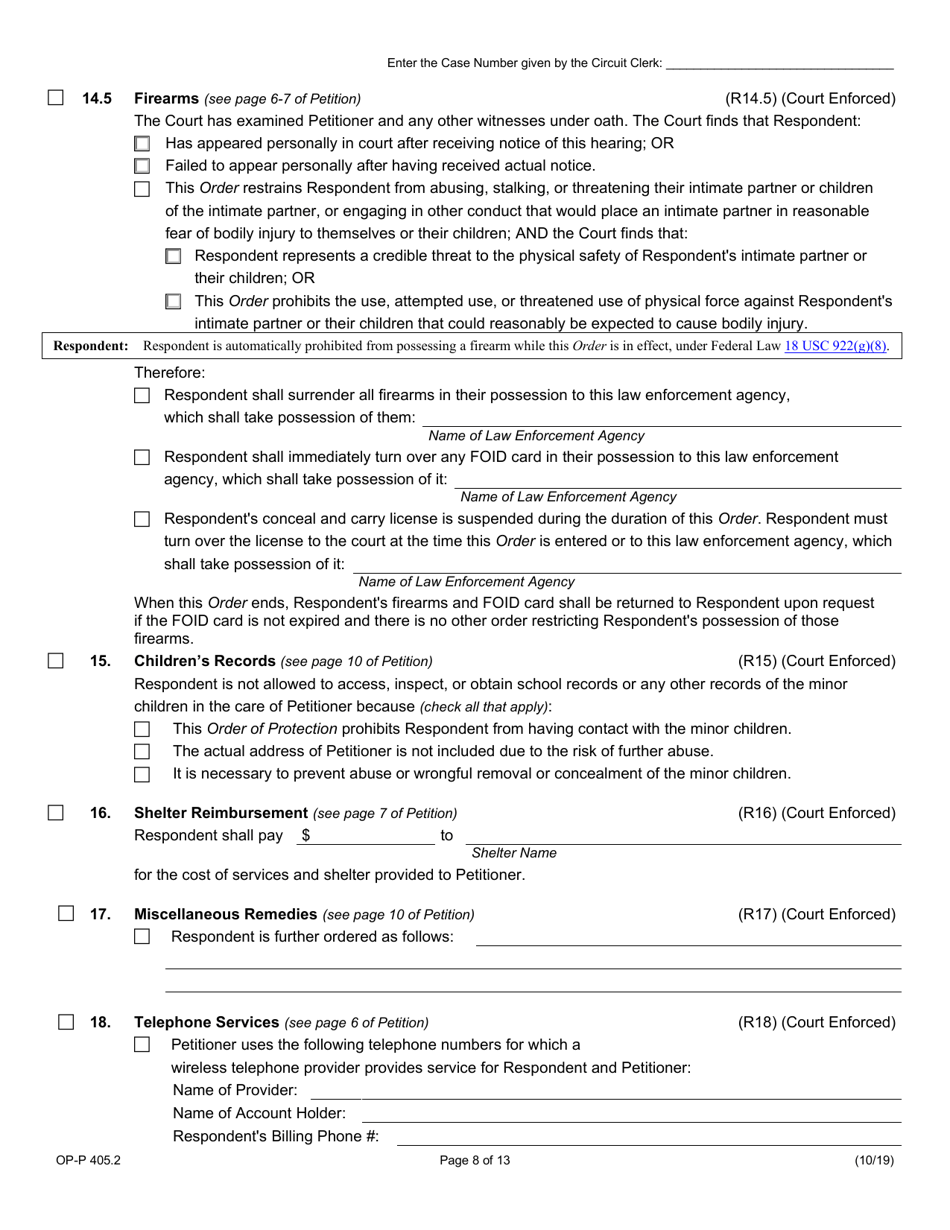 Form OP-P405.2 Order of Protection - Illinois, Page 8