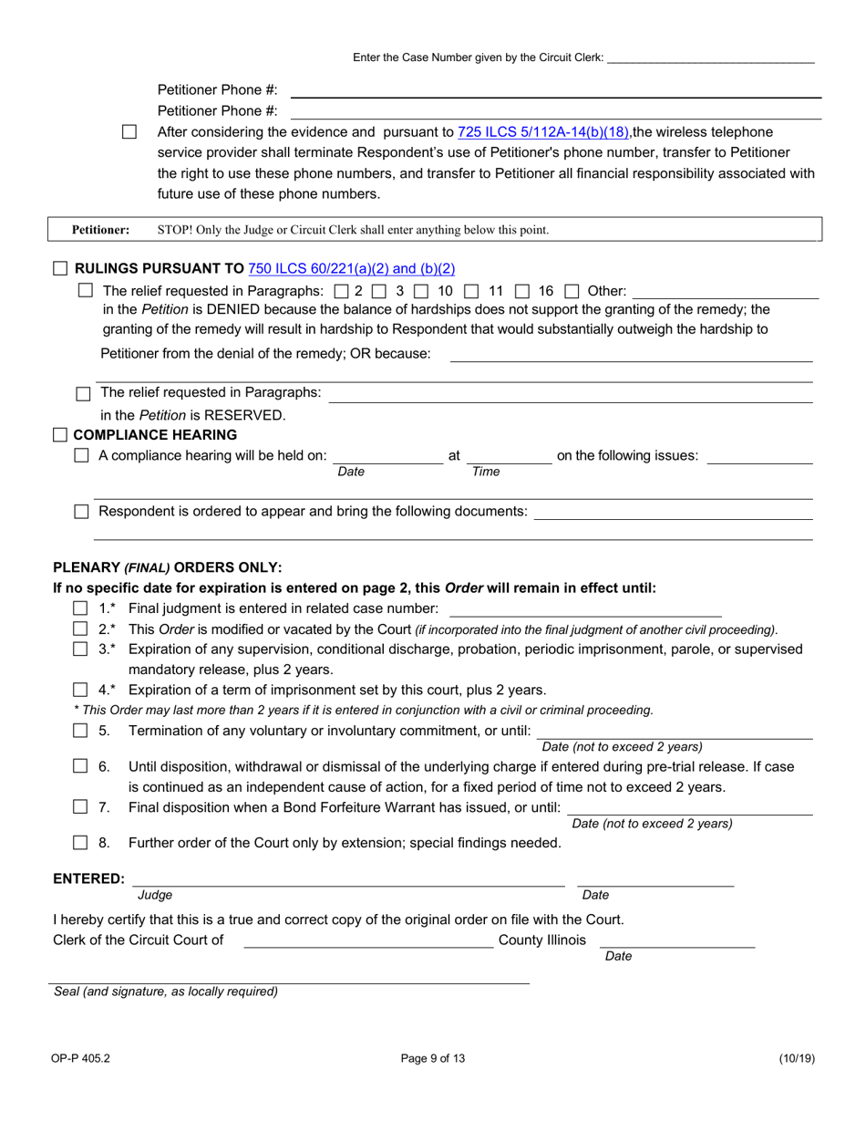 Form OP-P405.2 Order of Protection - Illinois, Page 9
